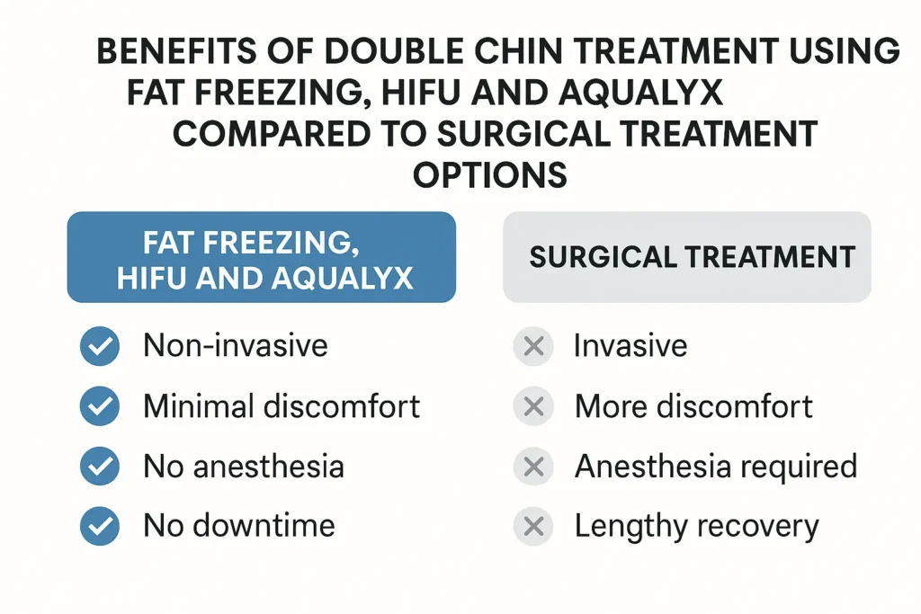 Graphic about the benefits of double chin treatment Abingdon-on-Thames - from LA LIPO