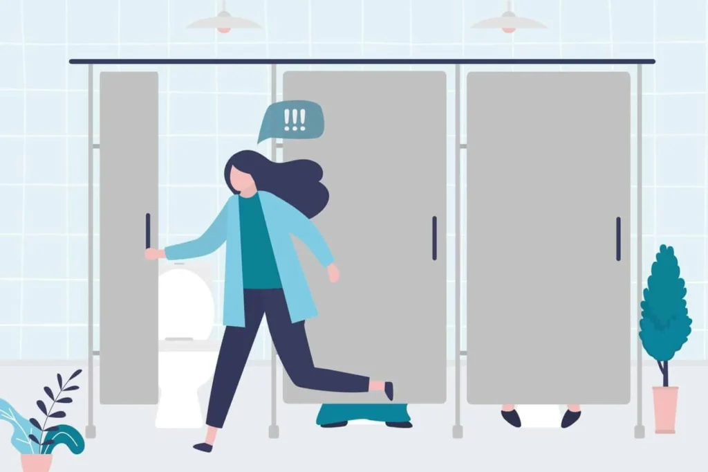 graphic of Urine incontinence Abingdon-on-Thames woman running to the toilet.